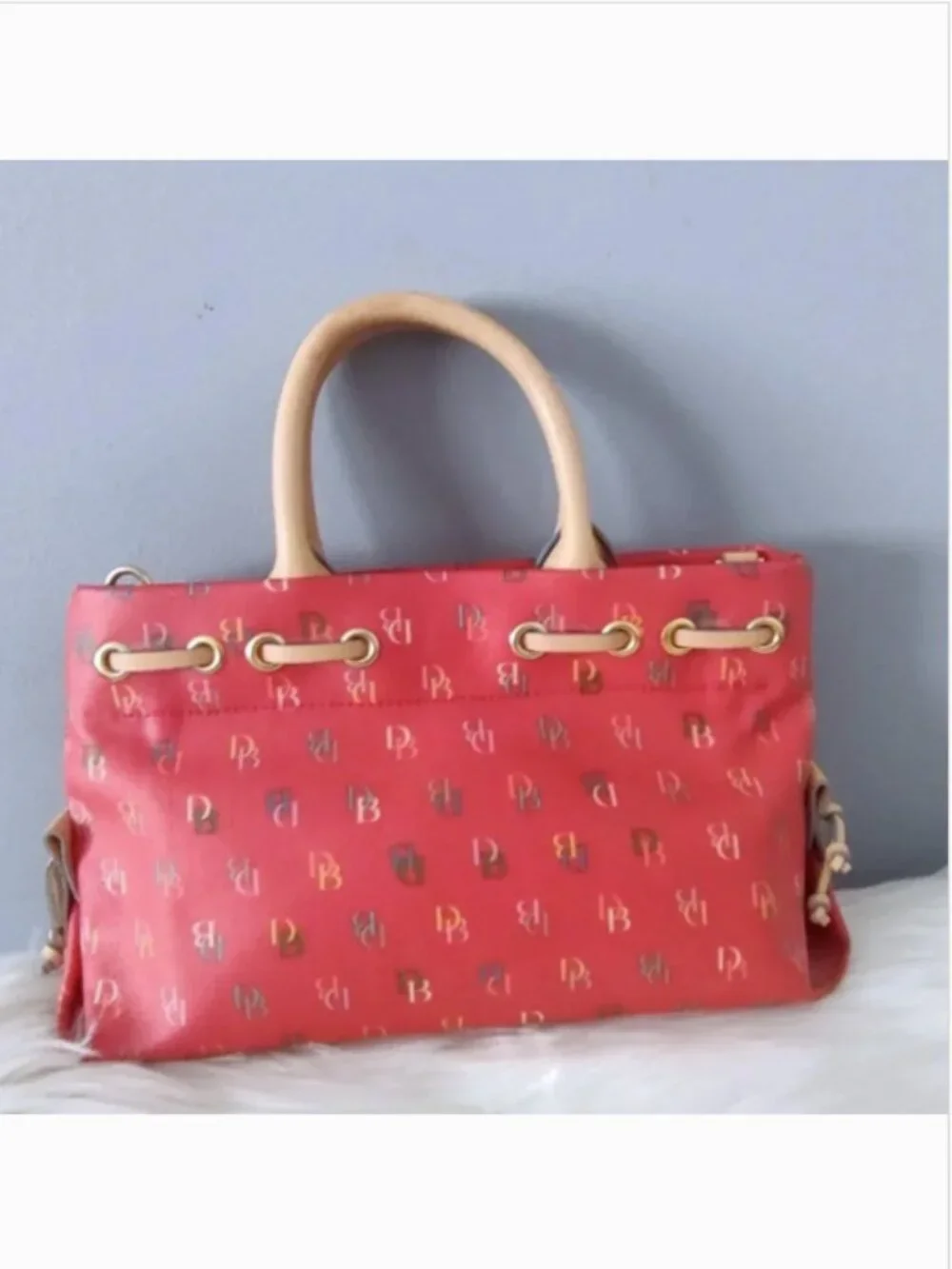Dooney & Bourke Y2K vintage rainbow monogram tassel mini tote satchel EUC - Picture 2 of 8